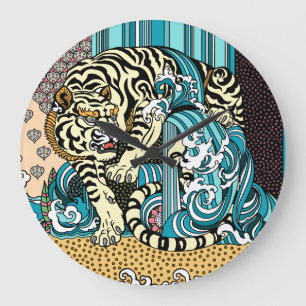 Reloj Redondo Grande Feng Shui Tigre blanco reloj grande