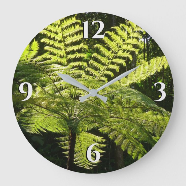 Reloj Redondo Grande Fern arbolado en la selva tropical (Anverso)