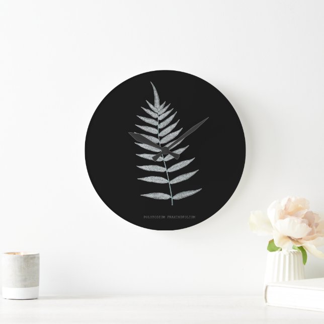 Reloj Redondo Grande Fern - Polipopodio Fraxinifolio - Efecto de rayos  (Hogar)