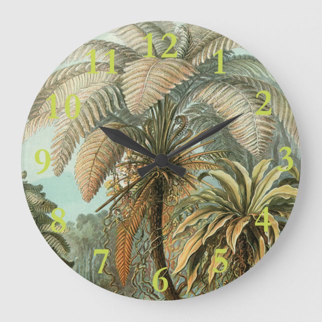 Reloj Redondo Grande Ferns Palm Tree Antique Botanica Ferns Art (Anverso)