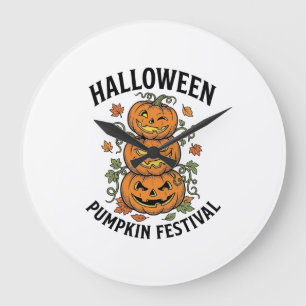 Reloj Redondo Grande Festival de Calabaza de Halloween Linterna Jack Vi