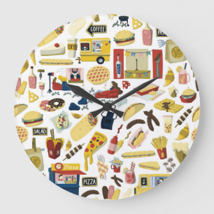 Reloj Redondo Grande Festival de Camiones de Alimentos: Patrón Personal