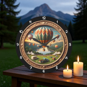 Reloj Redondo Grande Festival de Globos Aerostáticos Ornamentado