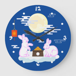 Reloj Redondo Grande Festival de Mitad de Otoño Conejo de la Luna Paste