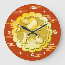 Reloj Redondo Grande Festival de Otoño de Otoño Mooncake Moon Rabbit