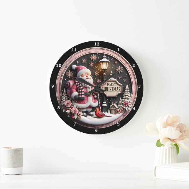 Reloj Redondo Grande Festivo Santa Claus con detalles de Navidades (Hogar)