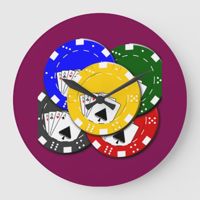 Reloj Redondo Grande Ficha de póquer reloj grande (Anverso)