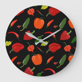 Reloj Redondo Grande Fiery Chili Pepper Home Decour