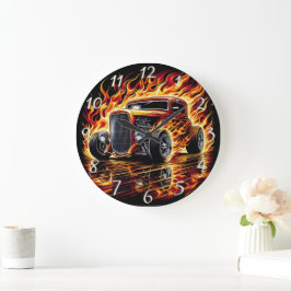 Reloj Redondo Grande Fiery Hot Rod Automotive