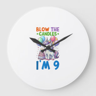Reloj Redondo Grande Fiesta de cumpleaños de 9 años de Unicorn Kids Niñ