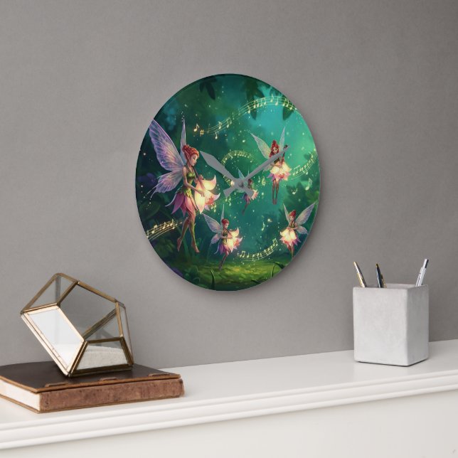 Reloj Redondo Grande Fiesta de Despedida de Soltera de Hada de las Flor (Oficina)