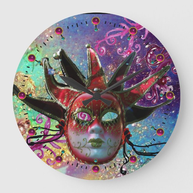 Reloj Redondo Grande Fiesta DE Mascarada Azul MASTER DE JESTER NEGRO Y  (Anverso)