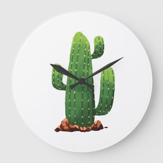 Reloj Redondo Grande Fiesta del Succulent del cactus (Anverso)