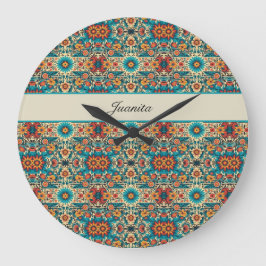 Reloj Redondo Grande Fiesta florece, personalizable