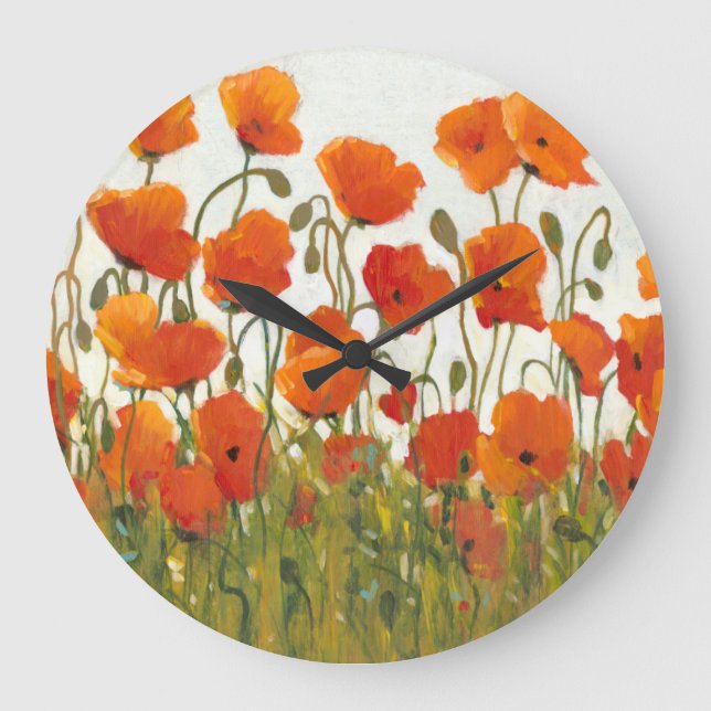 Reloj Redondo Grande Filas de Poppies I (Anverso)