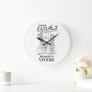 Reloj Redondo Grande Filosofía Amor Fati Arte de Línea
