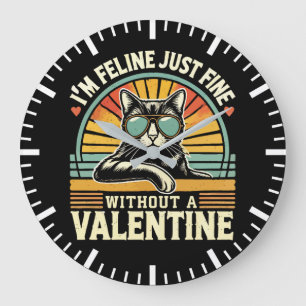 Reloj Redondo Grande Fina felina sin San Valentín contra San Valentín