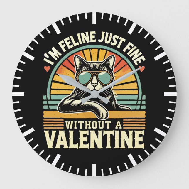 Reloj Redondo Grande Fina felina sin San Valentín contra San Valentín