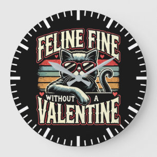 Reloj Redondo Grande Fina felina sin San Valentín contra San Valentín
