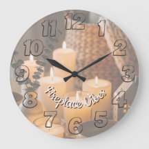 Fireplace Vibes Round Wall Clock | Cozy Cabin
