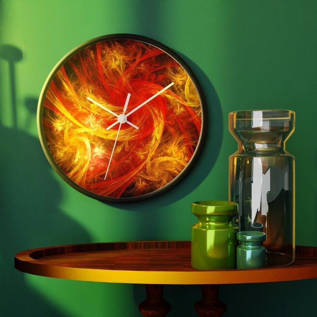 Reloj Redondo Grande Firestorm Nova Resumen Ronda de Arte (Firestorm Nova Abstract Art Round Wall Clock)