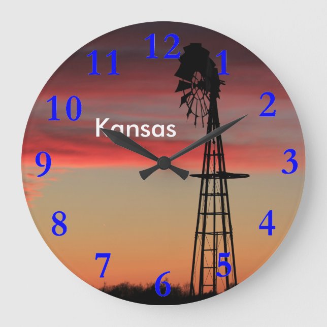 Reloj Redondo Grande Firey Kansas Sunset (Anverso)