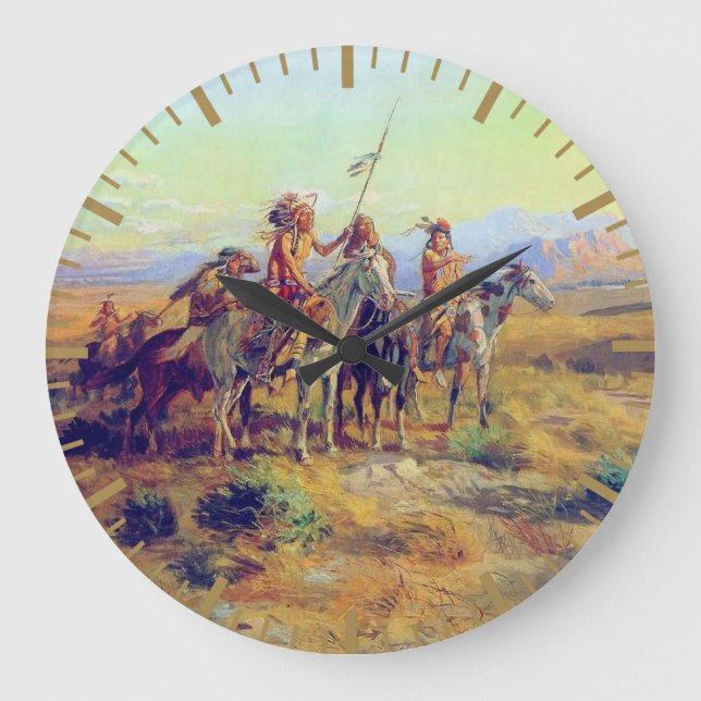 Reloj Redondo Grande First Nations Los Scouts CM Russell América Nativa (Anverso)