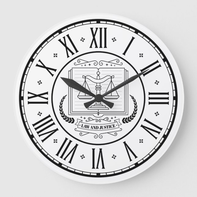 Reloj Redondo Grande FISCAL DE DERECHO | Blanco negro