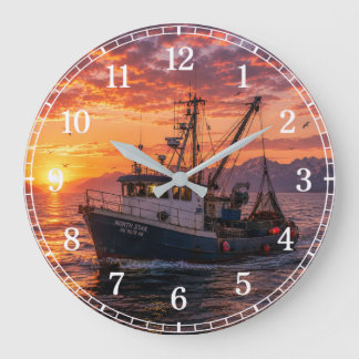 Reloj Redondo Grande Fishing Boat Wall Clock — Coastal Landscape Design