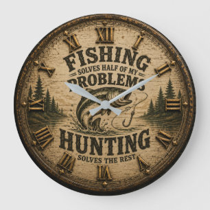 Reloj Redondo Grande Fishing Hunting Cabin Fisherman & Hunter Gift