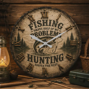 Reloj Redondo Grande Fishing Hunting Cabin Fisherman & Hunter Gift