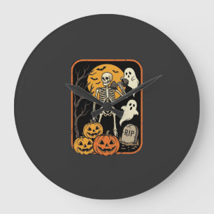 Reloj Redondo Grande Fitness Halloween Esqueleto Fantasma Calabaza Entr