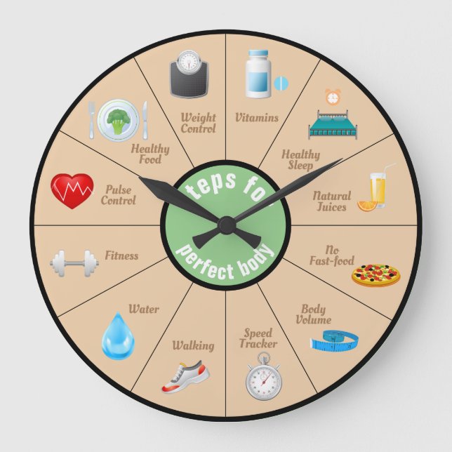 Reloj Redondo Grande Fitness Healthy Body (Anverso)