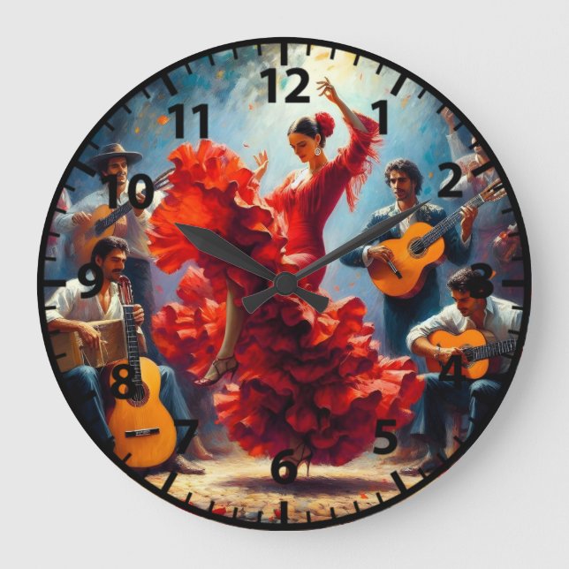 Reloj Redondo Grande Flamenco Dancer Banda de música española (Anverso)