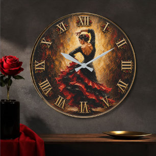 Reloj Redondo Grande Flamenco Dancer Spanish Dance Art