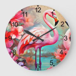 Reloj Redondo Grande Flamenco Tropical con Flores