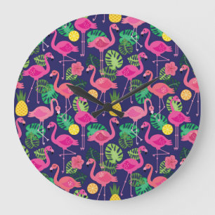 Reloj Redondo Grande Flamencos de época, patrón de elementos de verano