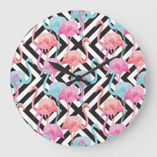 Reloj Redondo Grande Flamencos en el patrón de diseño negrita