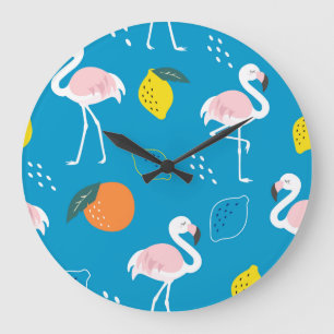 Reloj Redondo Grande Flamencos, frutas tropicales abstractas, patatas d