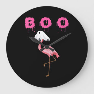 Reloj Redondo Grande Flamencos   Mujeres Flamingo Boo Ghost Halloween