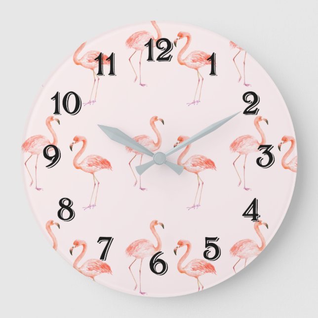 Reloj Redondo Grande Flamencos rosados (Anverso)
