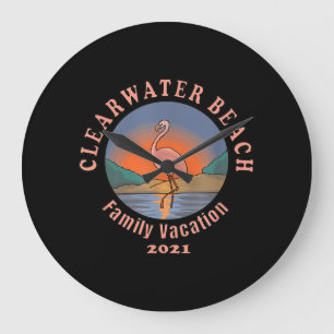 Reloj Redondo Grande Flamencos Vacaciones de Clearwater Beach Flaming