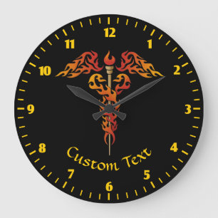 Reloj Redondo Grande Flames Caduceus