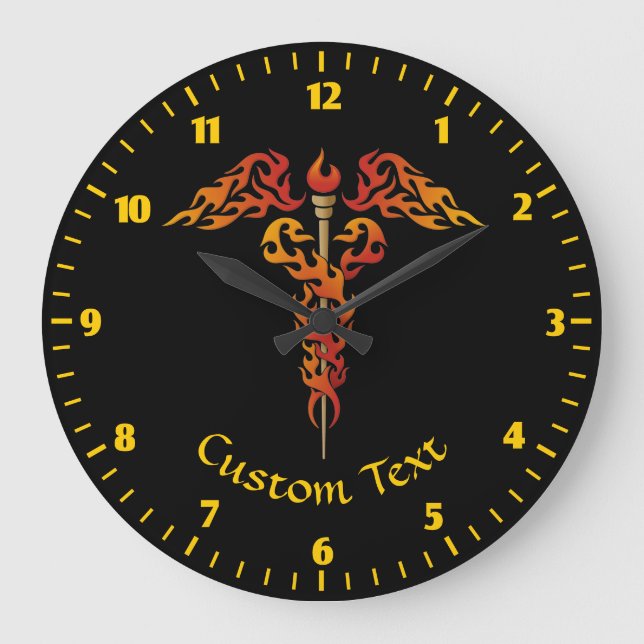 Reloj Redondo Grande Flames Caduceus (Anverso)