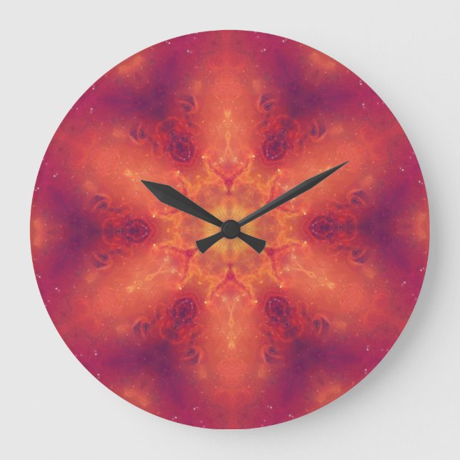 Reloj Redondo Grande Flaming Fiery Red Phoenix Snowflake No Numbers (Anverso)