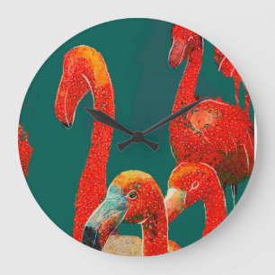 RELOJ REDONDO GRANDE FLAMINGGOS ART WALL CLOCK