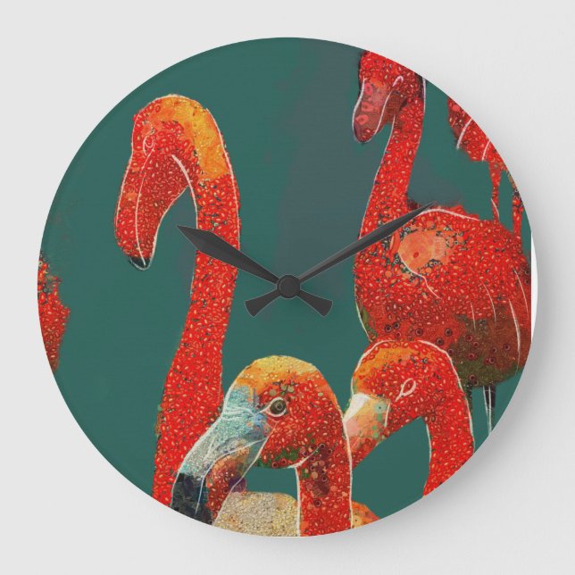RELOJ REDONDO GRANDE FLAMINGGOS ART WALL CLOCK (Anverso)