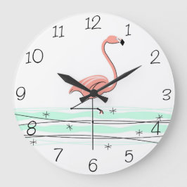 Reloj Redondo Grande Flamingo Los números del océano rondan