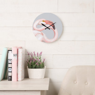 Reloj Redondo Grande Flamingo rosa