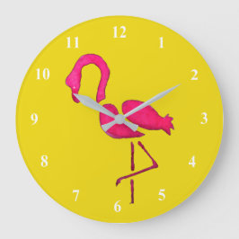 Reloj Redondo Grande Flamingo rosa arte pop único
